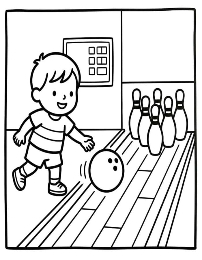 Bowling zdarma pro děti omalovánka