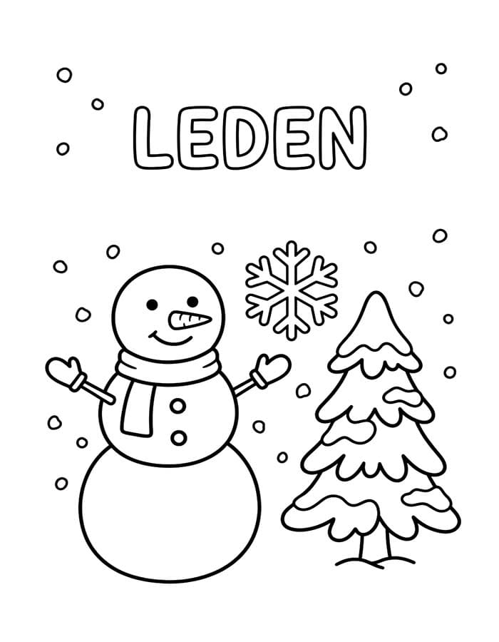 Leden tisknutelné pro děti omalovánka