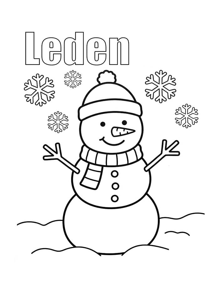 Leden základní tisknutelné omalovánka
