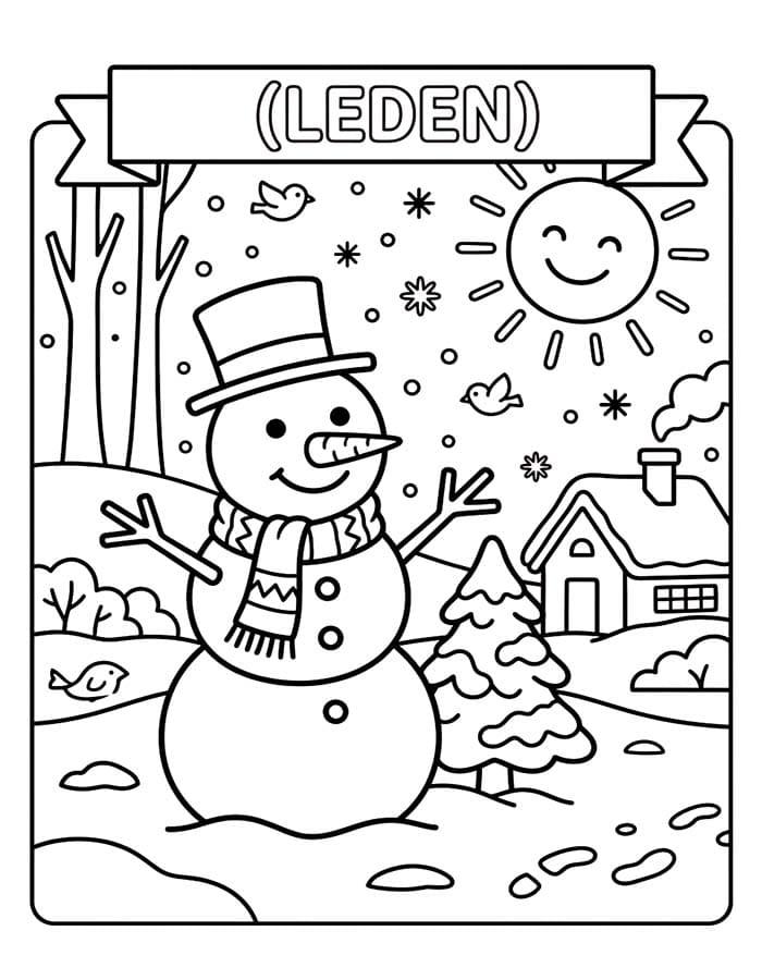 Leden zdarma pro děti omalovánka