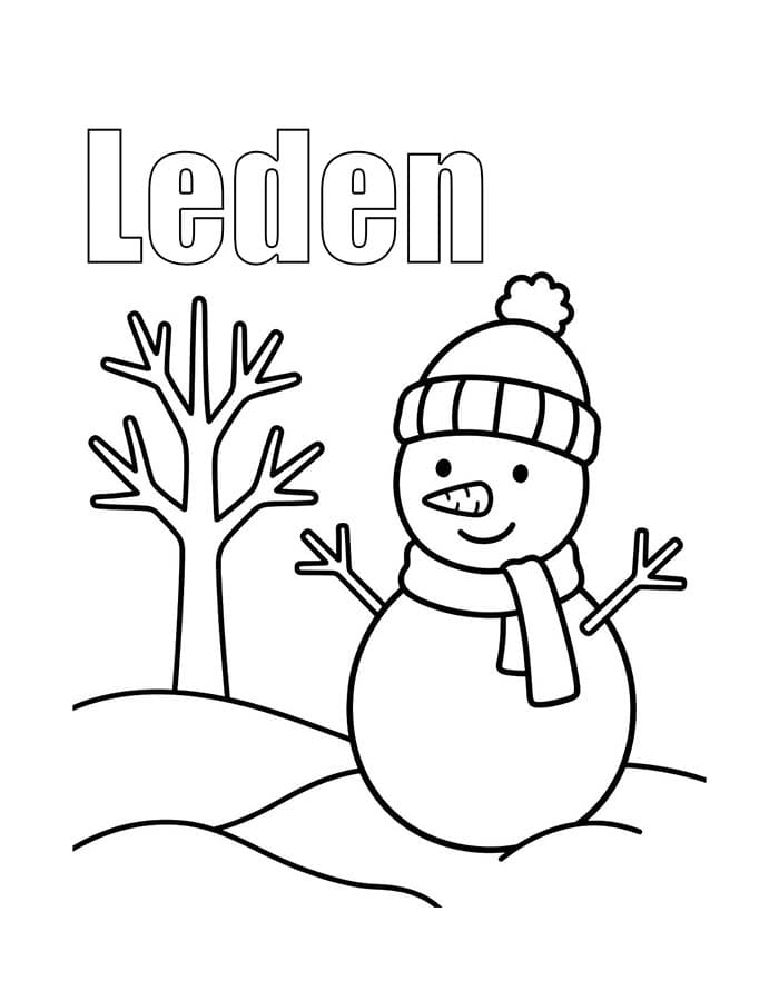 Leden zdarma snadný tisknutelné omalovánka