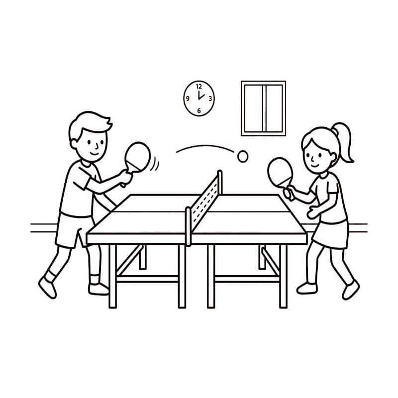 Stolní Tenis zdarma prostý tisknutelné omalovánka