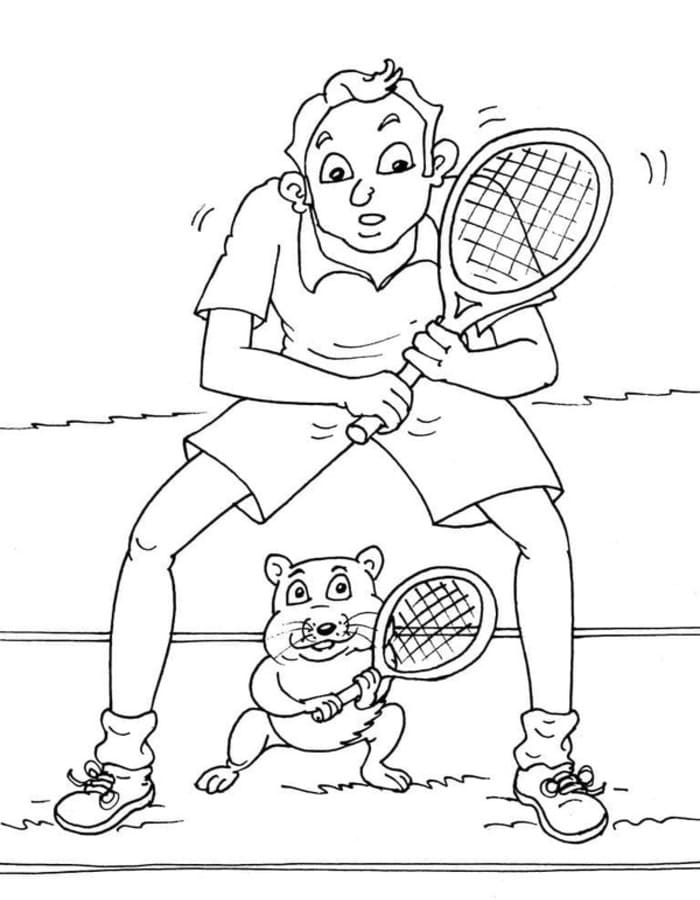 Tenis základní tisknutelné omalovánka