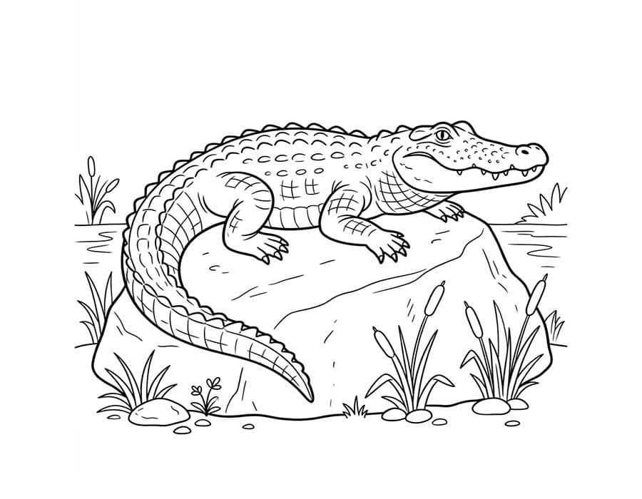 Aligátor základní tisknutelné omalovánka