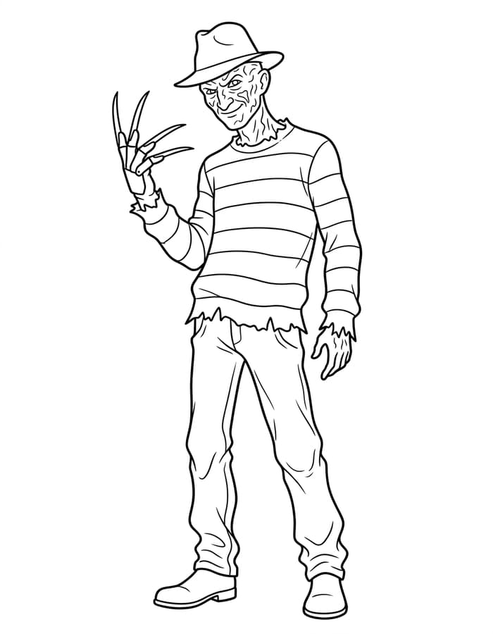 Freddy Krueger snadný tisknutelné omalovánka
