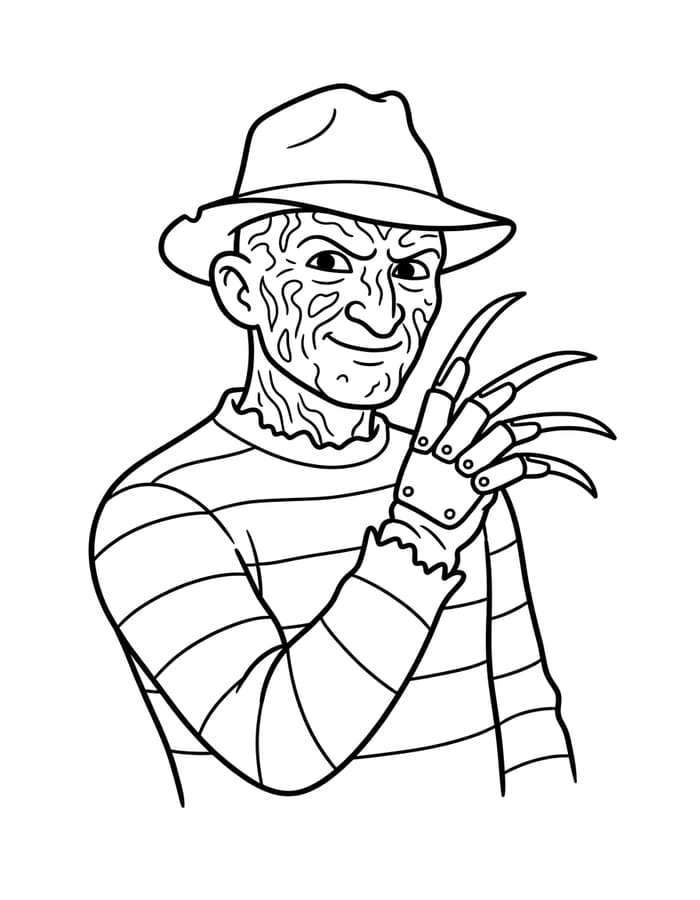Freddy Krueger tisknutelné pro děti omalovánka