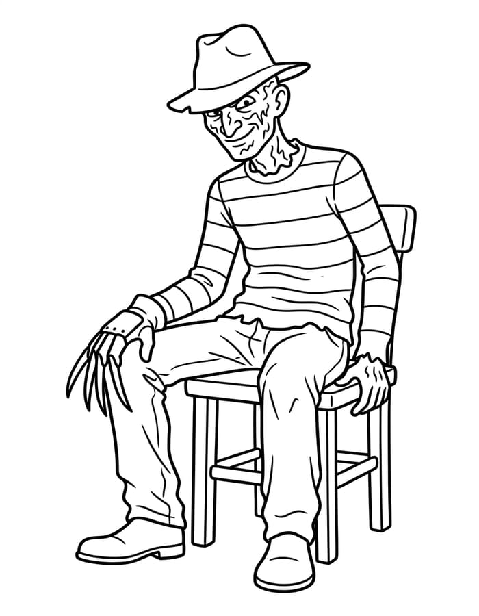 Freddy Krueger základní tisknutelné omalovánka