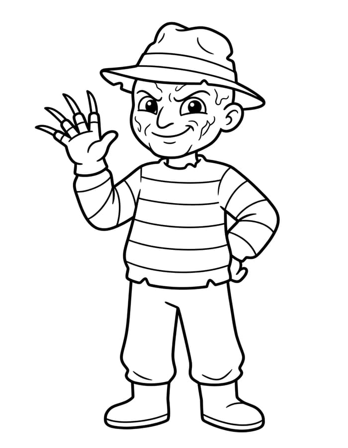 Freddy Krueger zdarma pro děti omalovánka