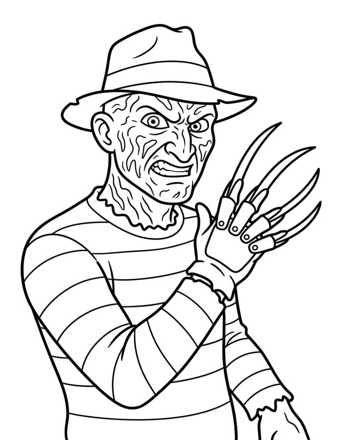 Freddy Krueger zdarma tisknutelné pro děti omalovánka