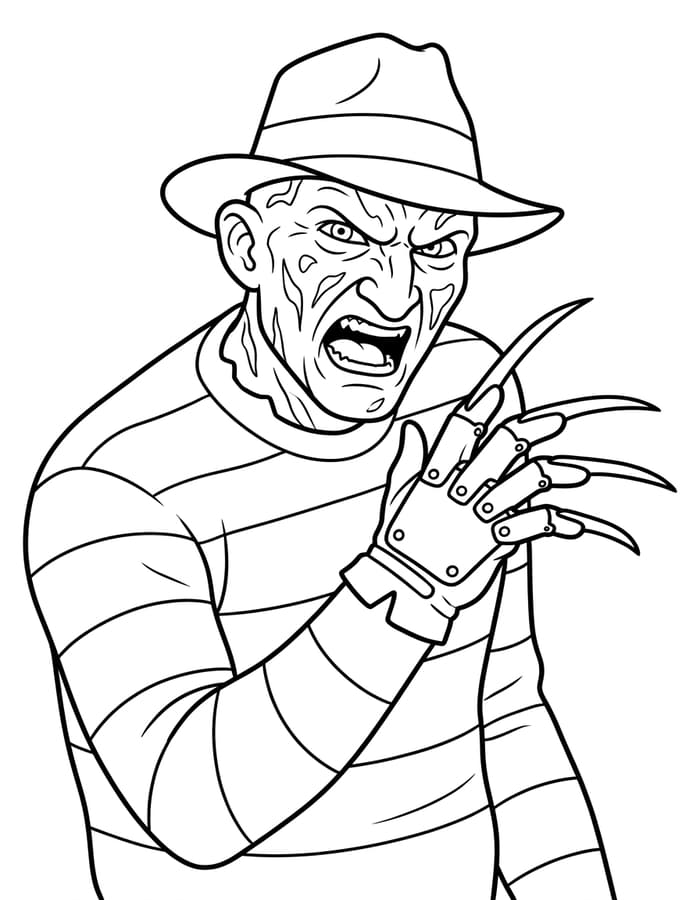 Freddy Krueger zdarma omalovánka