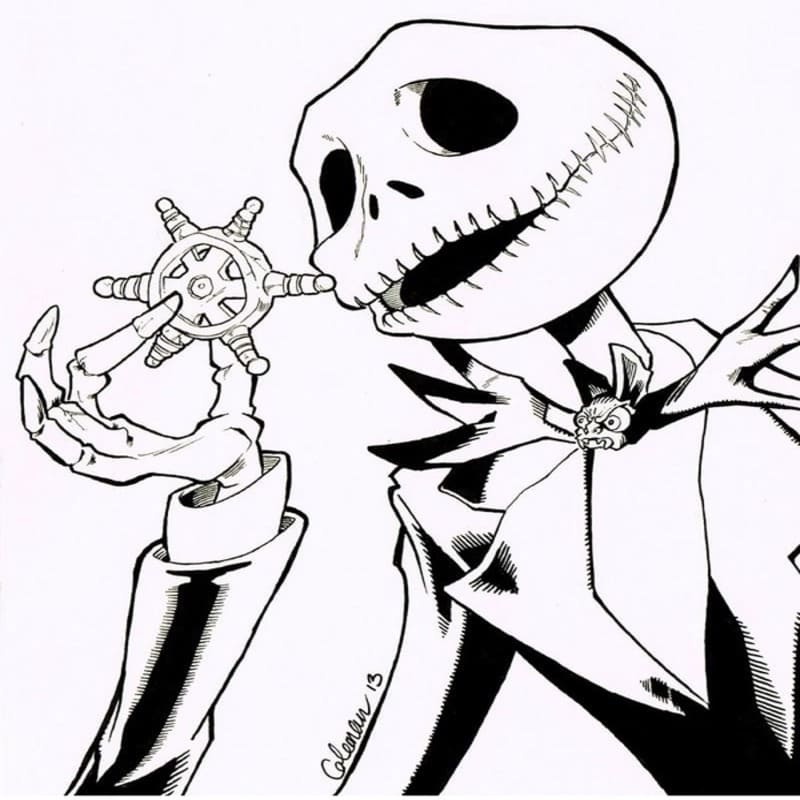 Jack Skellington k vytisknutí zdarma omalovánka