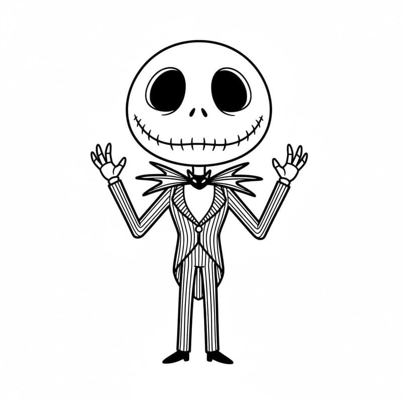 Jack Skellington prostý tisknutelné omalovánka