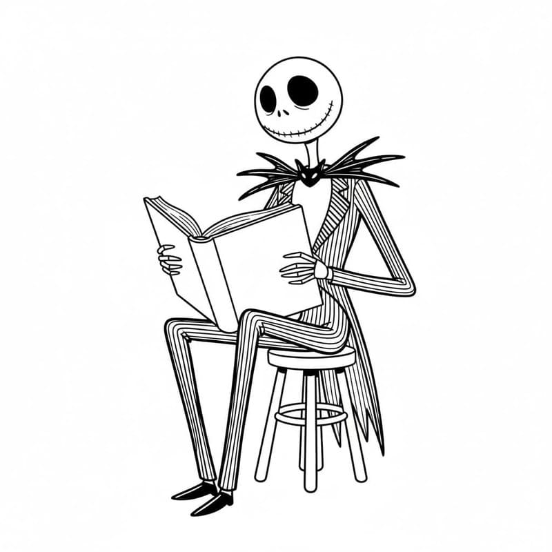 Jack Skellington snadný tisknutelné omalovánka