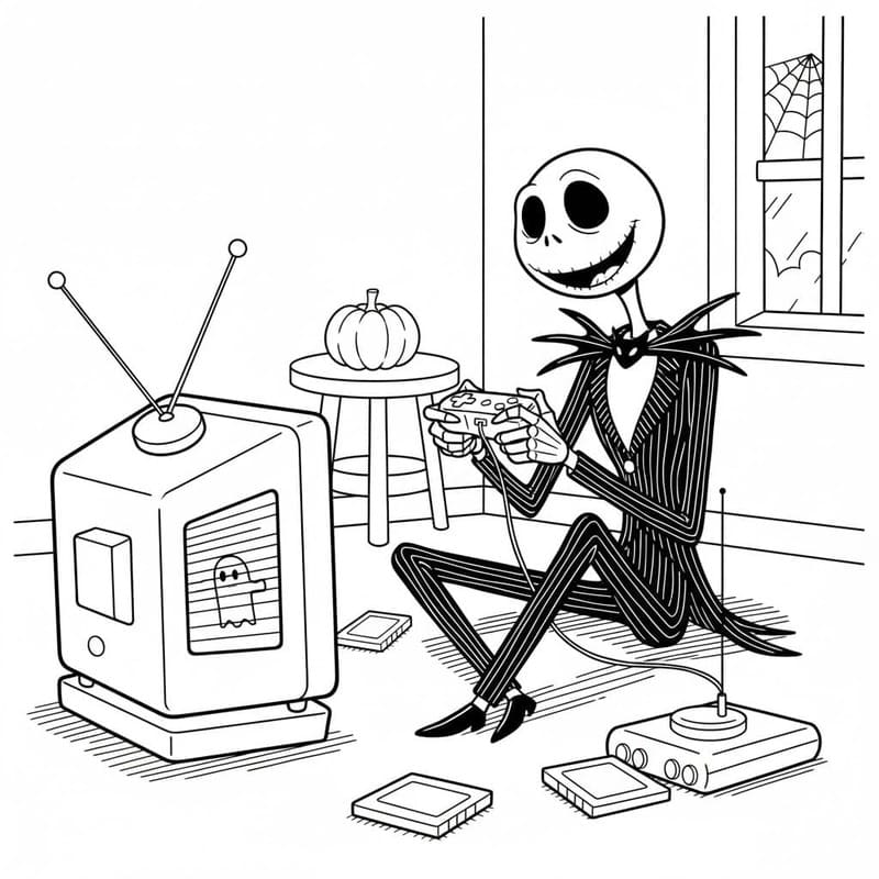 Jack Skellington zdarma prostý tisknutelné omalovánka