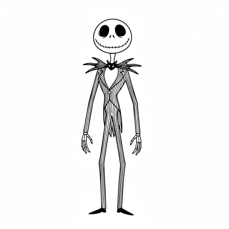 Jack Skellington zdarma snadný tisknutelné omalovánka