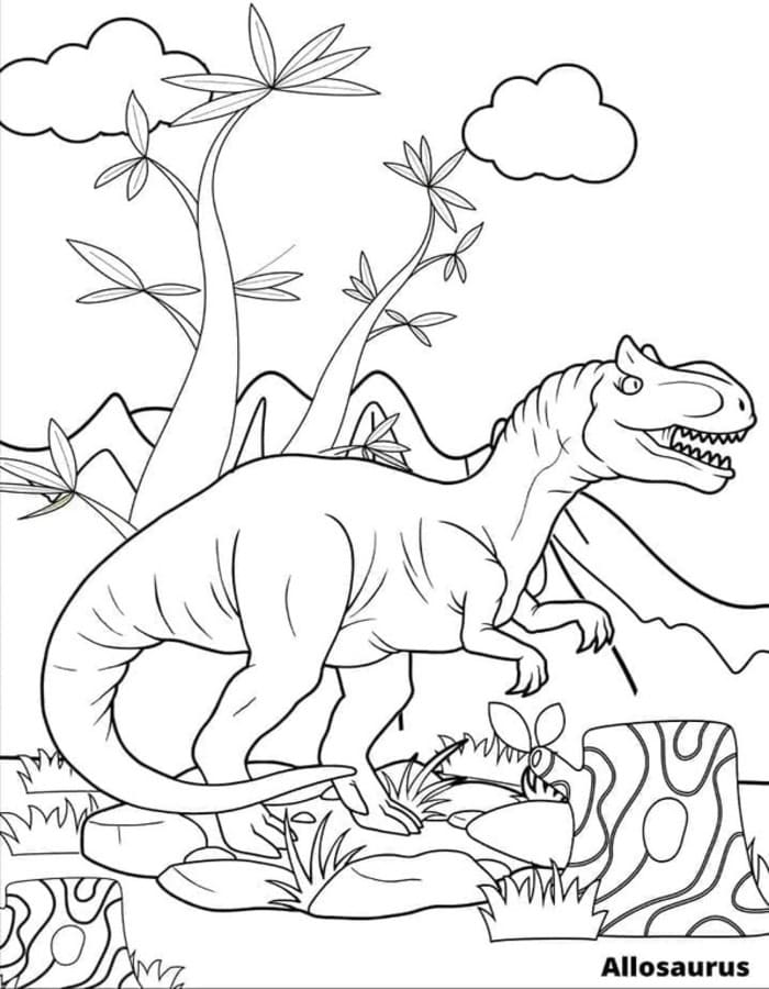 Nakreslete Allosaurus pro děti omalovánka