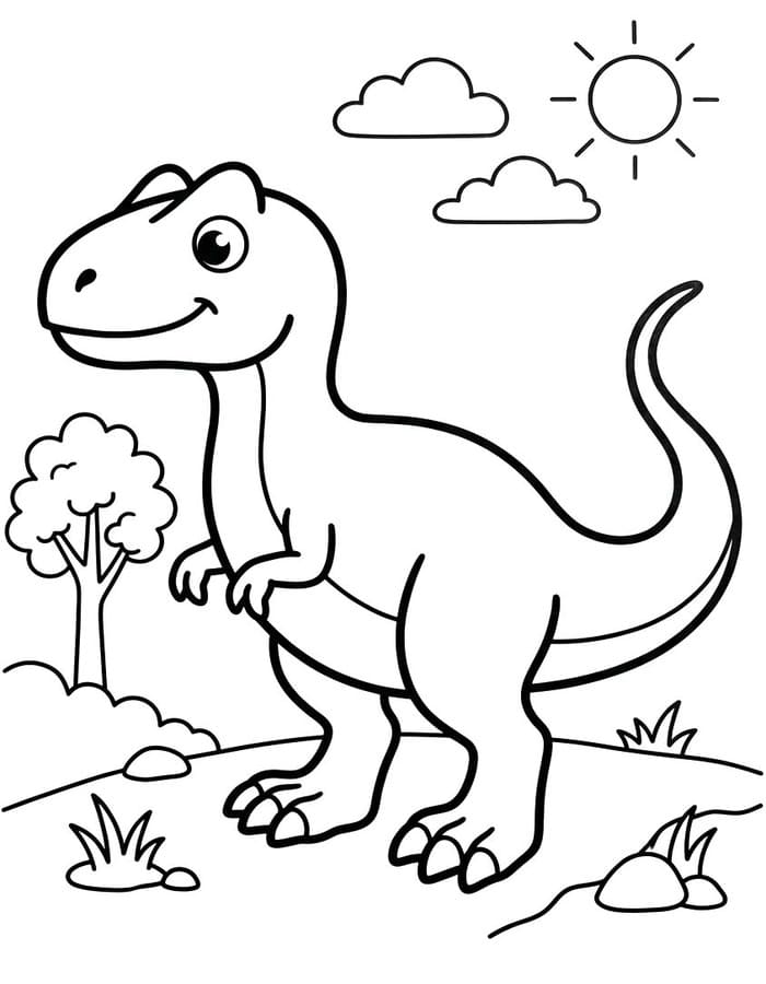 Nakreslete Allosaurus základní tisknutelné omalovánka
