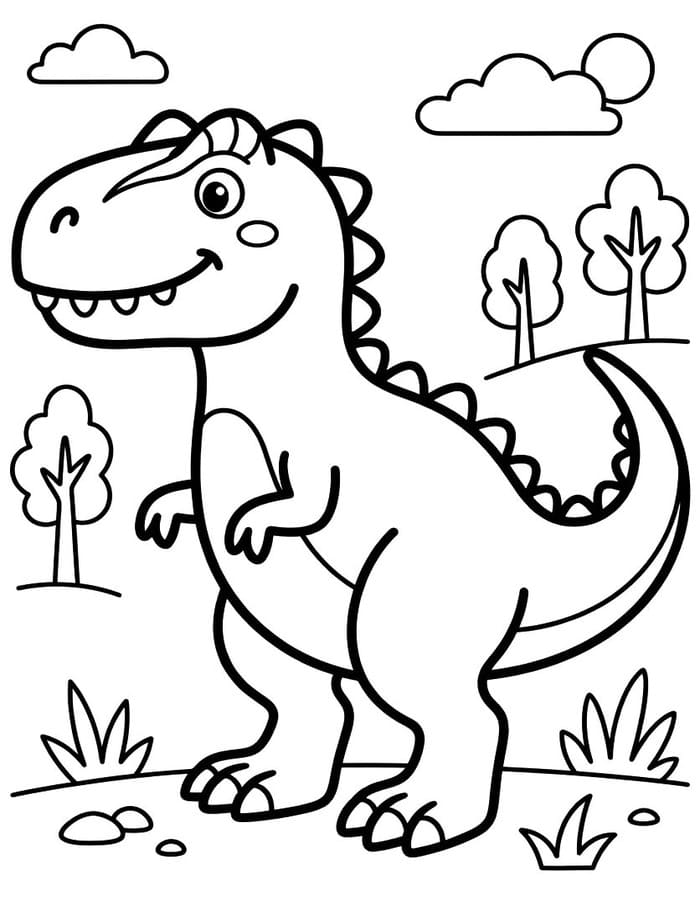 Nakreslete Allosaurus zdarma pro děti omalovánka