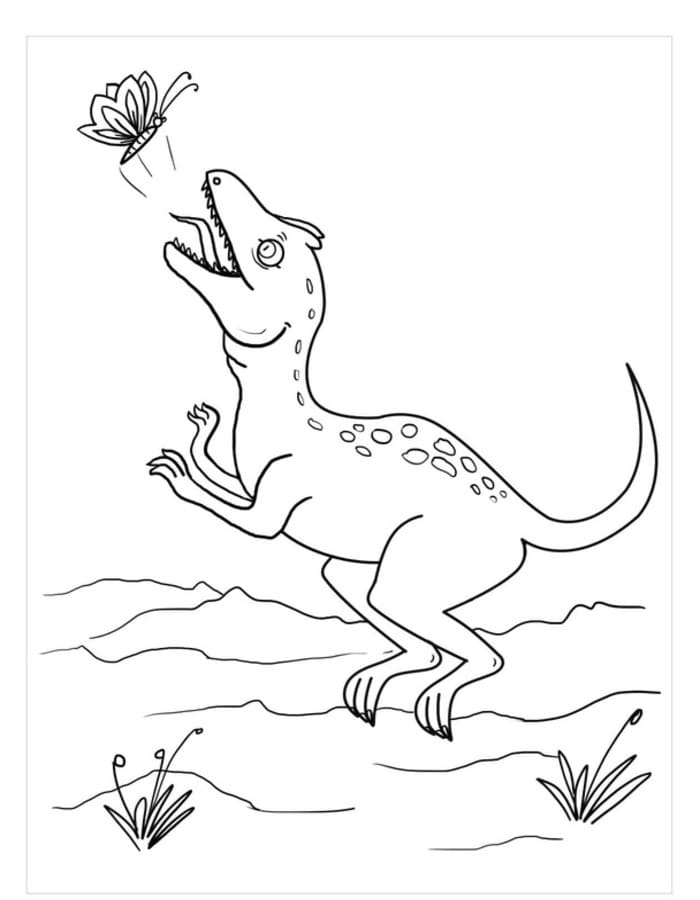 Nakreslete Allosaurus zdarma snadný tisknutelné omalovánka