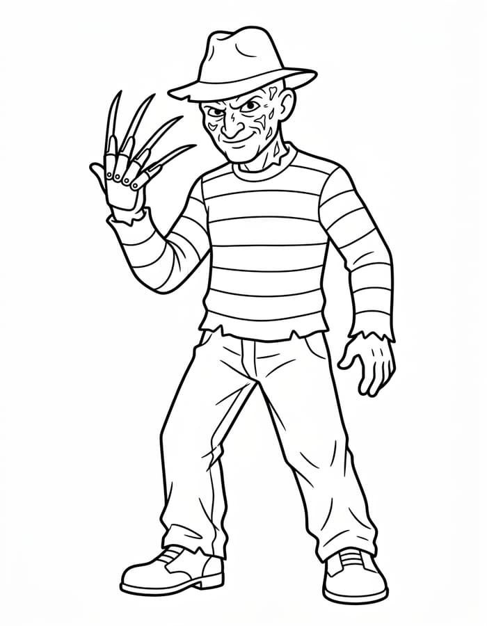 Nakreslete Freddy Krueger k vytisknutí zdarma omalovánka