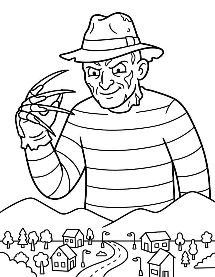 Nakreslete Freddy Krueger snadný tisknutelné omalovánka