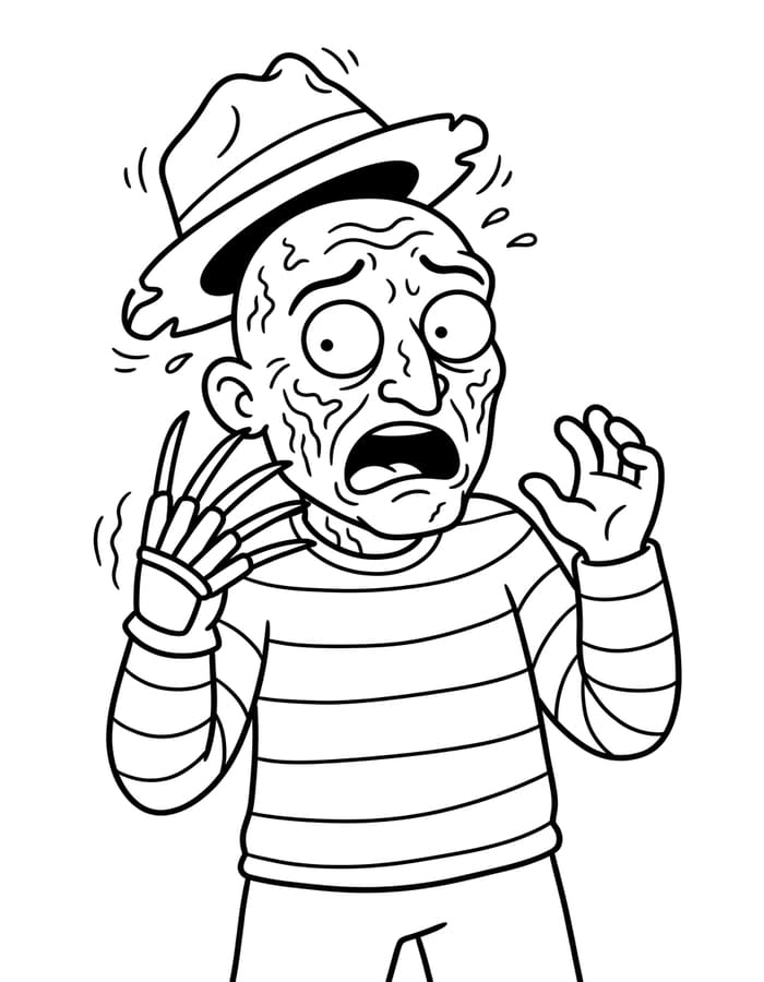 Nakreslete Freddy Krueger základní tisknutelné omalovánka