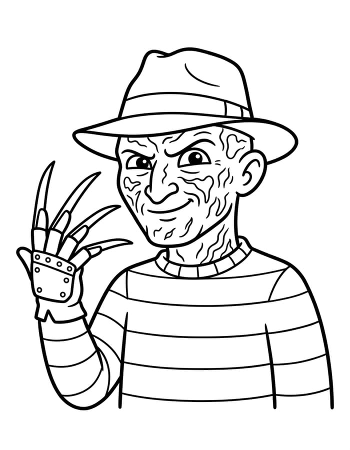 Nakreslete Freddy Krueger zdarma pro děti omalovánka