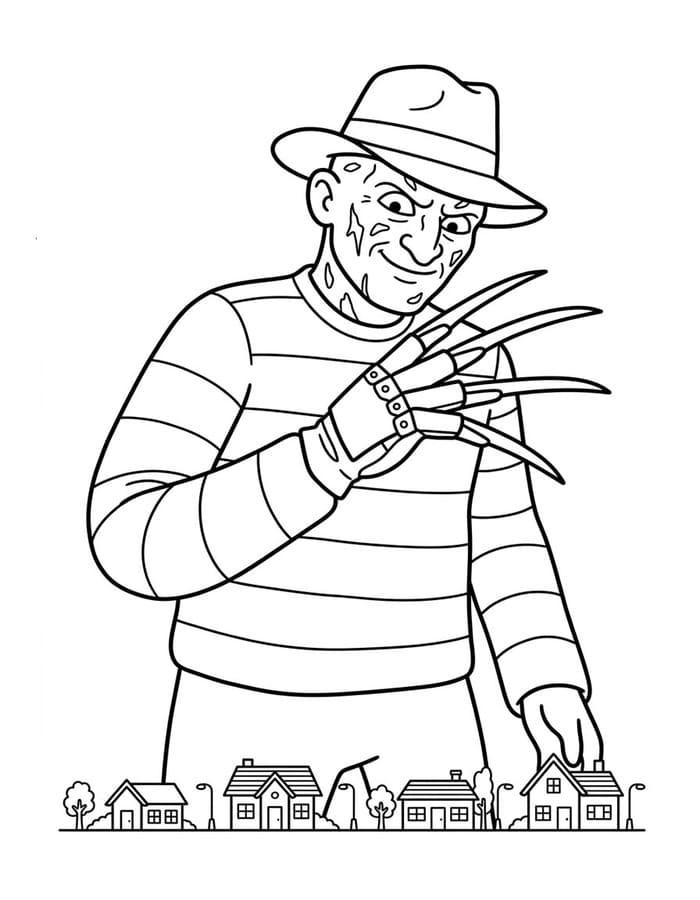 Nakreslete Freddy Krueger zdarma prostý tisknutelné omalovánka