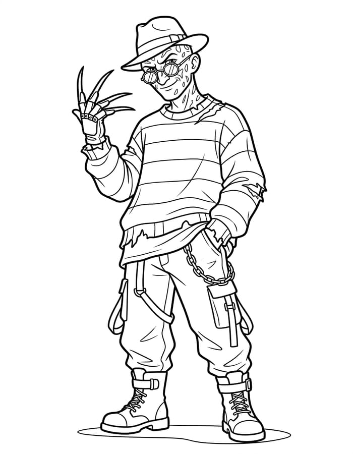 Nakreslete Freddy Krueger zdarma snadný tisknutelné omalovánka