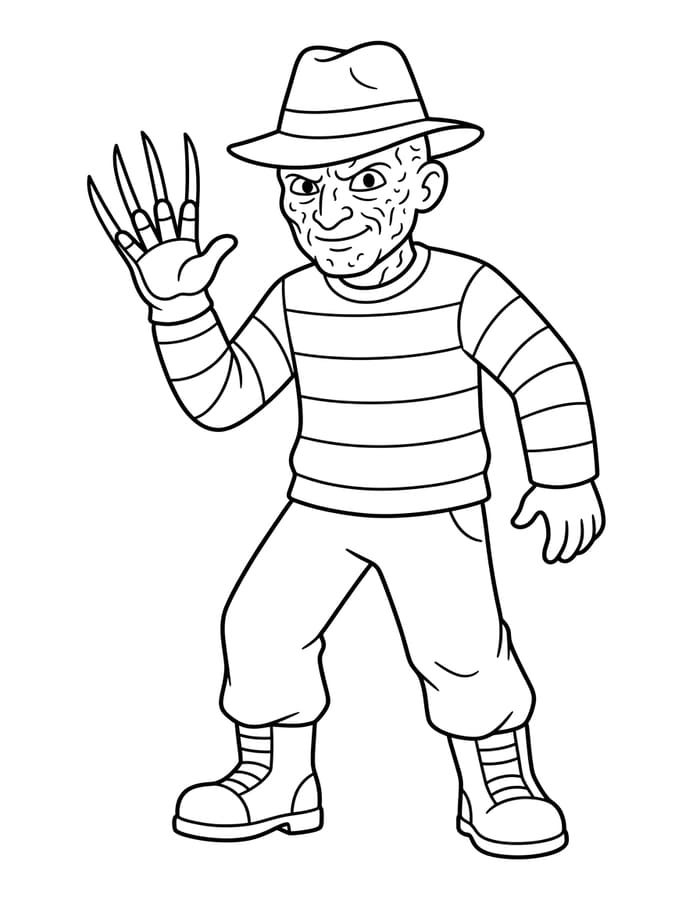 Nakreslete Freddy Krueger zdarma základní tisknutelné omalovánka