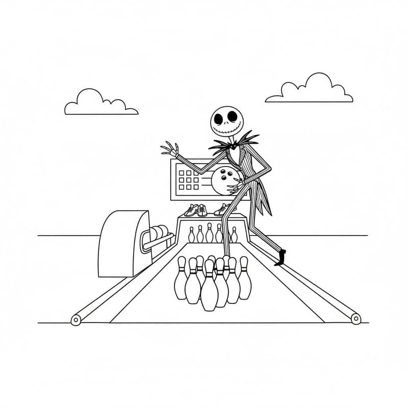 Nakreslete Jack Skellington prostý tisknutelné omalovánka
