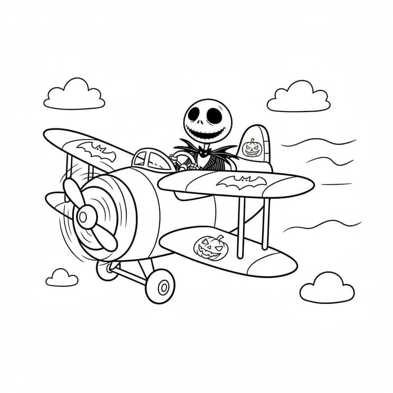 Nakreslete Jack Skellington zdarma prostý tisknutelné omalovánka