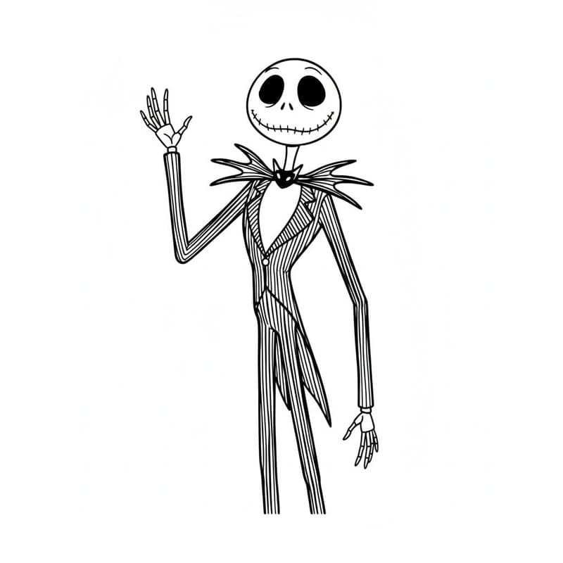 Nakreslete Jack Skellington zdarma základní tisknutelné omalovánka