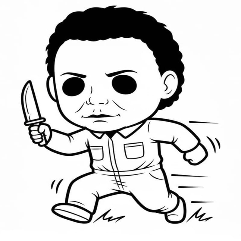 Nakreslete Michael Myers snadný tisknutelné omalovánka