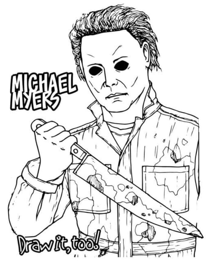 Nakreslete Michael Myers základní tisknutelné omalovánka