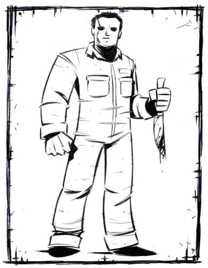 Nakreslete Michael Myers zdarma pro děti omalovánka