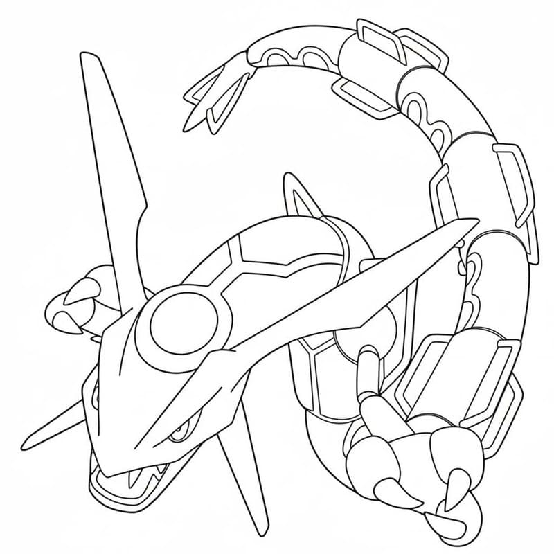 Nakreslete Rayquaza zdarma snadný tisknutelné omalovánka