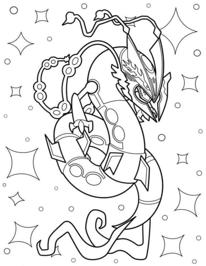 Nakreslete Rayquaza zdarma snadný omalovánka