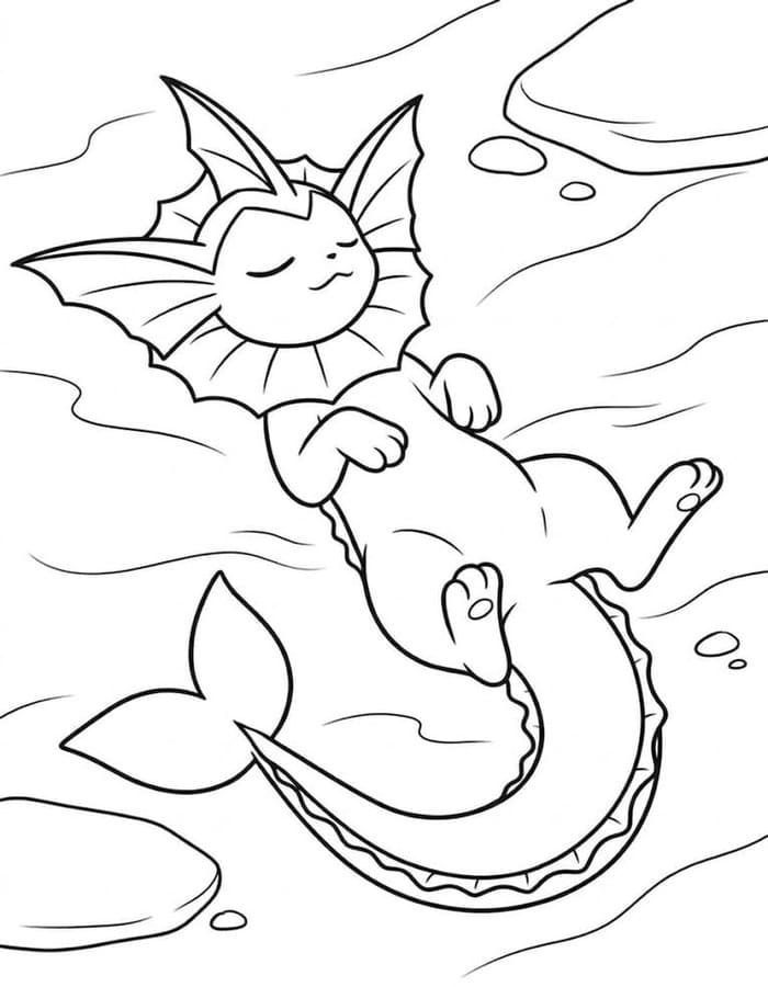 Nakreslete Vaporeon k vytisknutí zdarma omalovánka