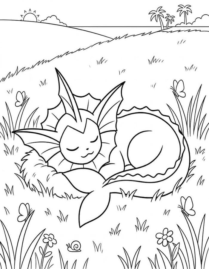 Nakreslete Vaporeon prostý tisknutelné omalovánka