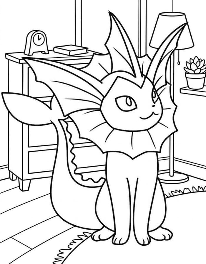 Nakreslete Vaporeon základní tisknutelné omalovánka