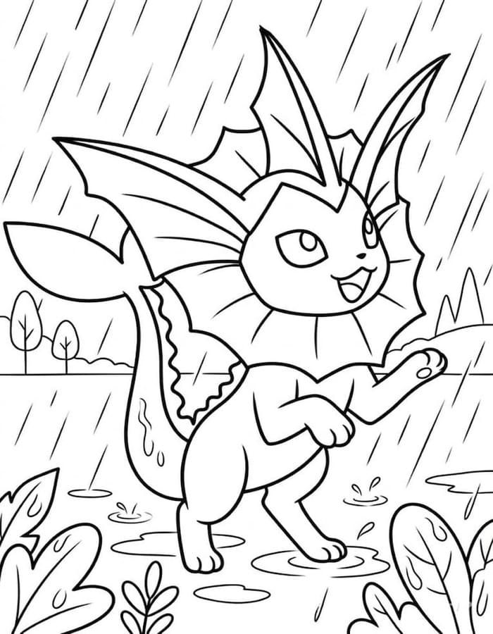 Nakreslete Vaporeon zdarma prostý tisknutelné omalovánka