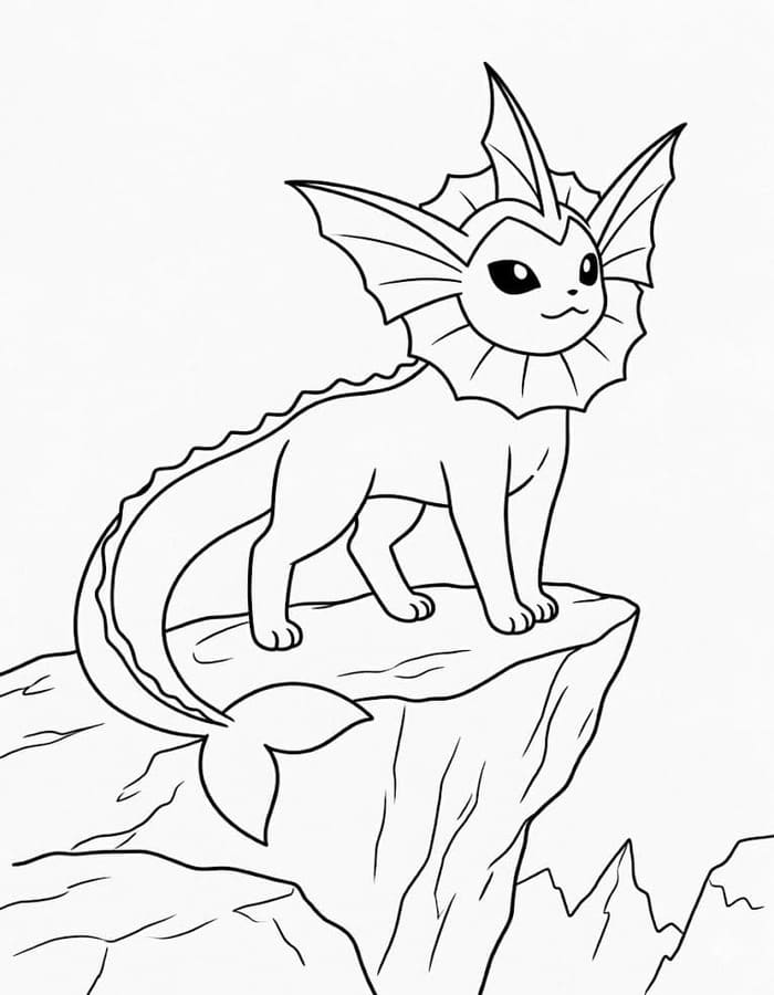 Nakreslete Vaporeon zdarma základní tisknutelné omalovánka