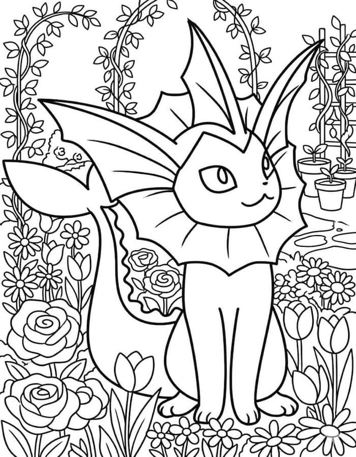 Obraz Vaporeon zdarma tisknutelné omalovánka