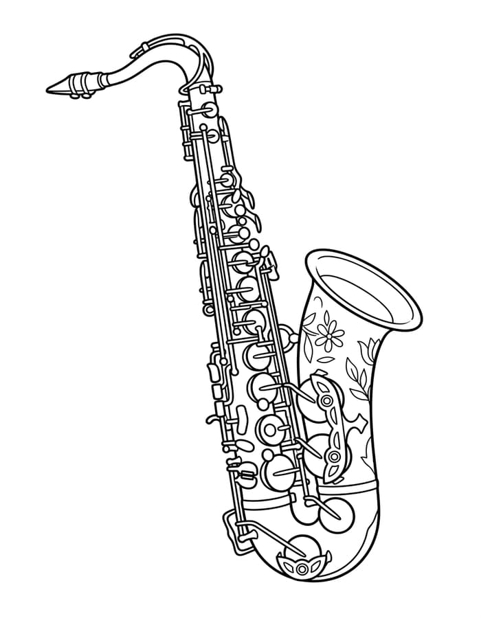 Saxofon k vytisknutí zdarma omalovánka