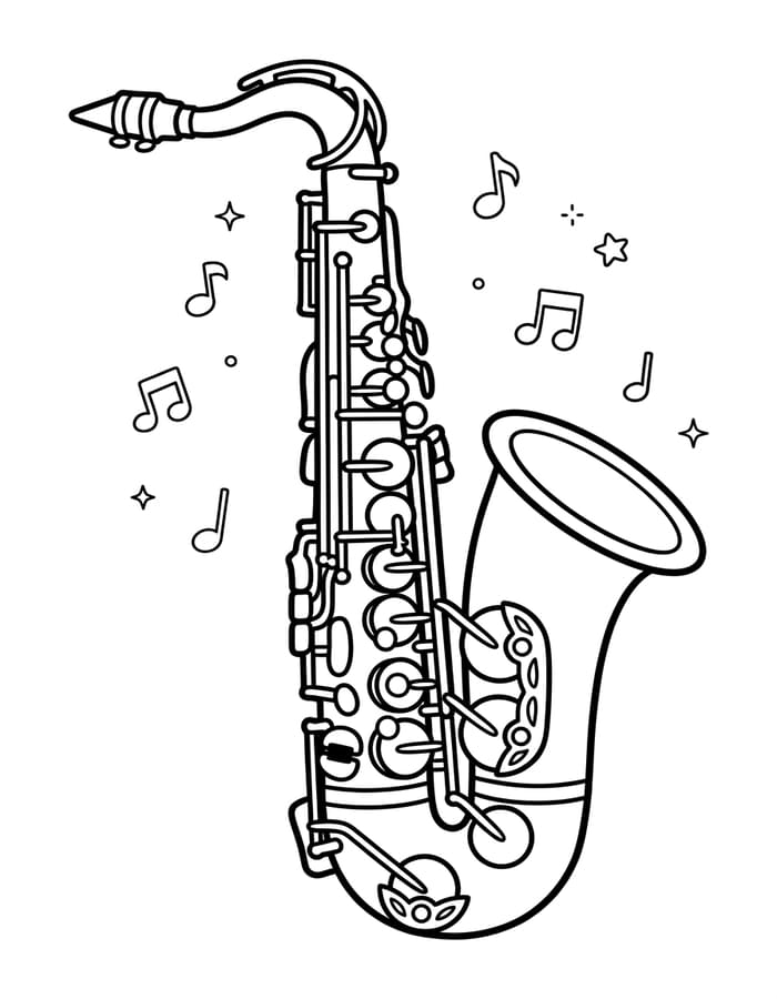 Saxofon pro děti omalovánka