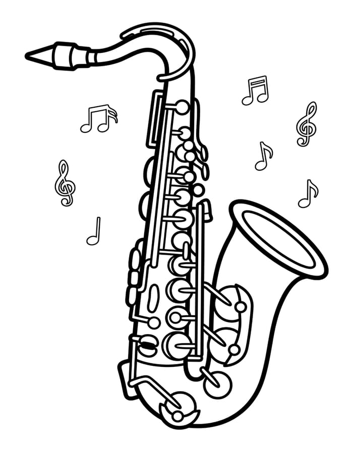Saxofon zdarma omalovánka