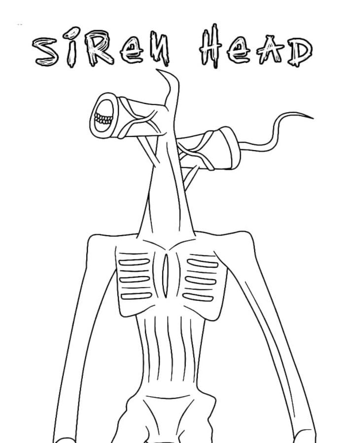 Siren Head zdarma pro děti omalovánka