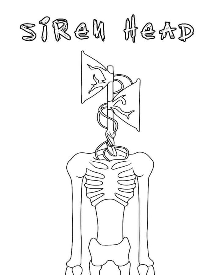 Siren Head zdarma prostý tisknutelné omalovánka
