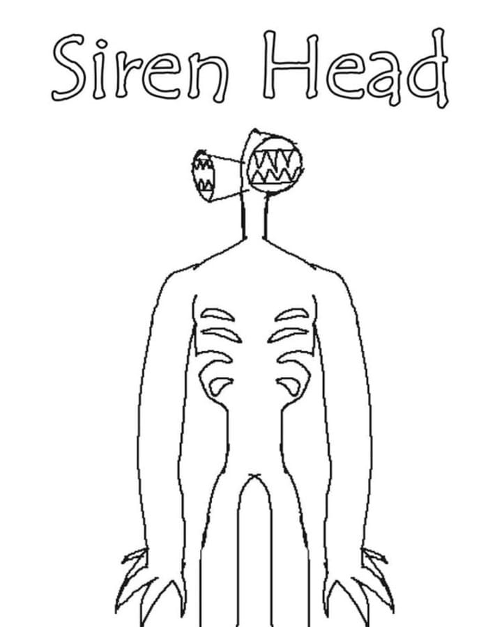 Siren Head zdarma snadný tisknutelné omalovánka